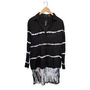 Cromer Resortwear Tie-Dye Long Sleeve Button Up Swim Cover-up Women’s Size L NWT